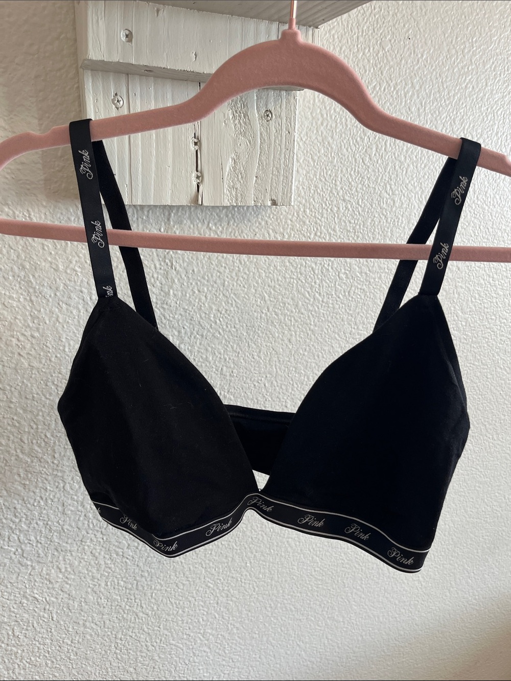 PINK Victoria's Secret Black Logo Band Bralette
